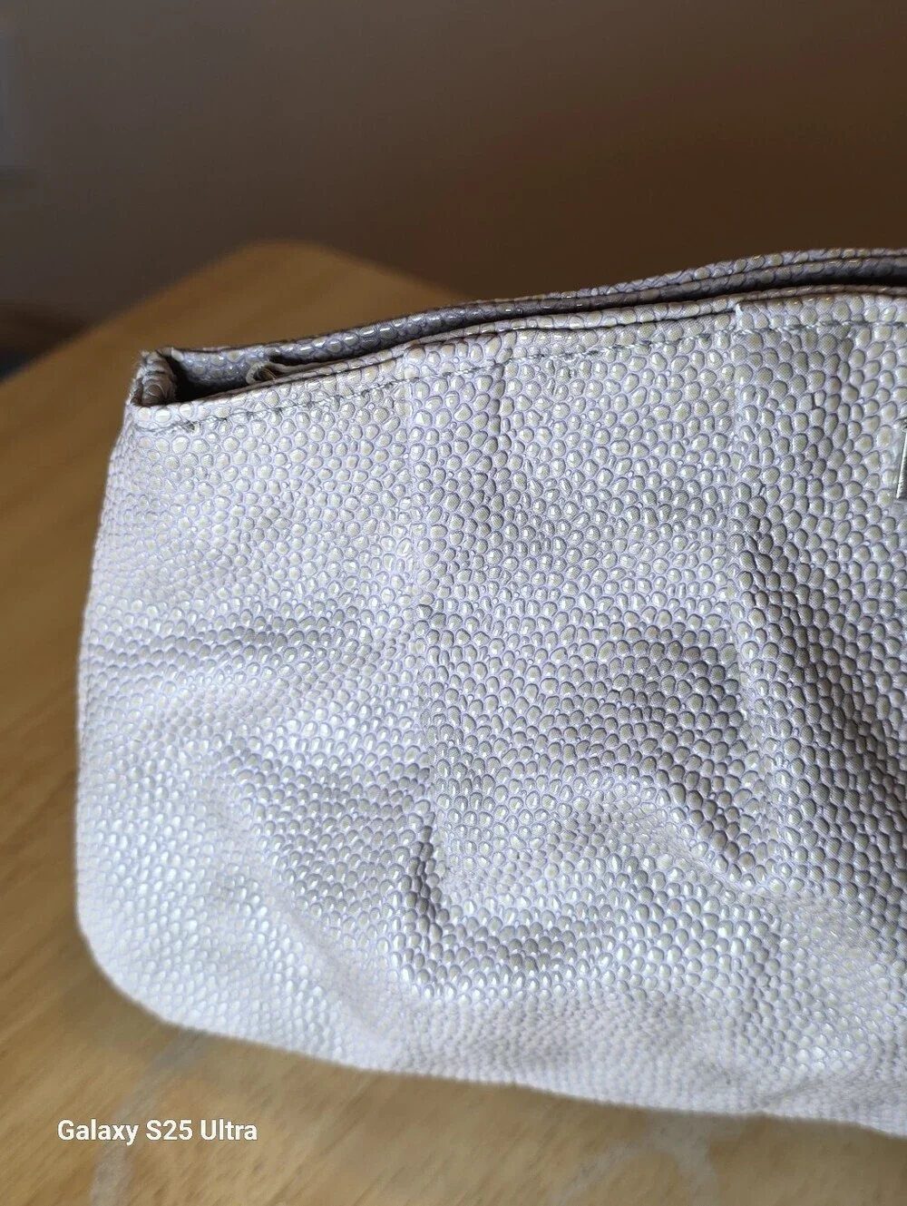 Giorgio Armani Parfums Vegan Taupe Leather Pouch Like New